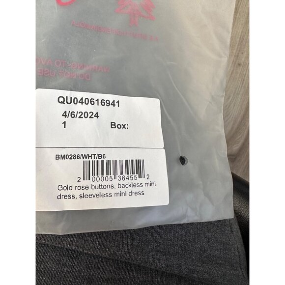 White Sleeveless Mini Dress With Gold Floral Buttons & Open Back Design - Picture 11 of 11